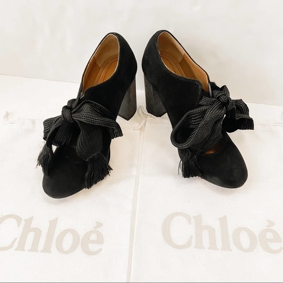 Chloe Short Ankle Bootie Harper Black Suede Size 36 - Picture 7 of 14